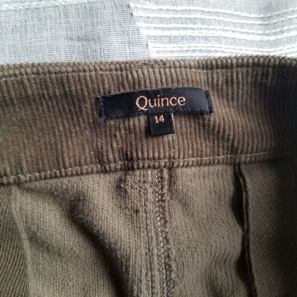 Quince Corduroy Seaweed Green Cropped Wideleg Pants Women's Size 14 - Picture 6 of 9